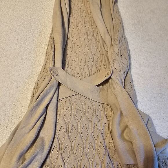 New York & Company Women’s M Tan Knit Lace Back Open Front Cardigan Vest - Picture 7 of 10